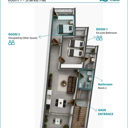 Gazde/Camere de închiriat Gzr F51 Bedroom In Penthouse Gzira
